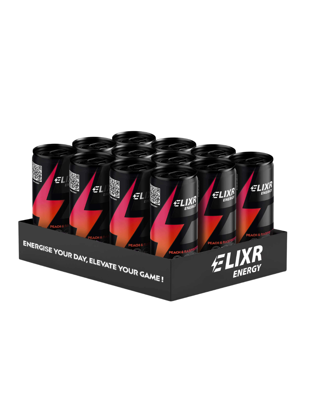 ELIXR PEACH & RASPBERRY ENERGY DRINK (12 PACK)