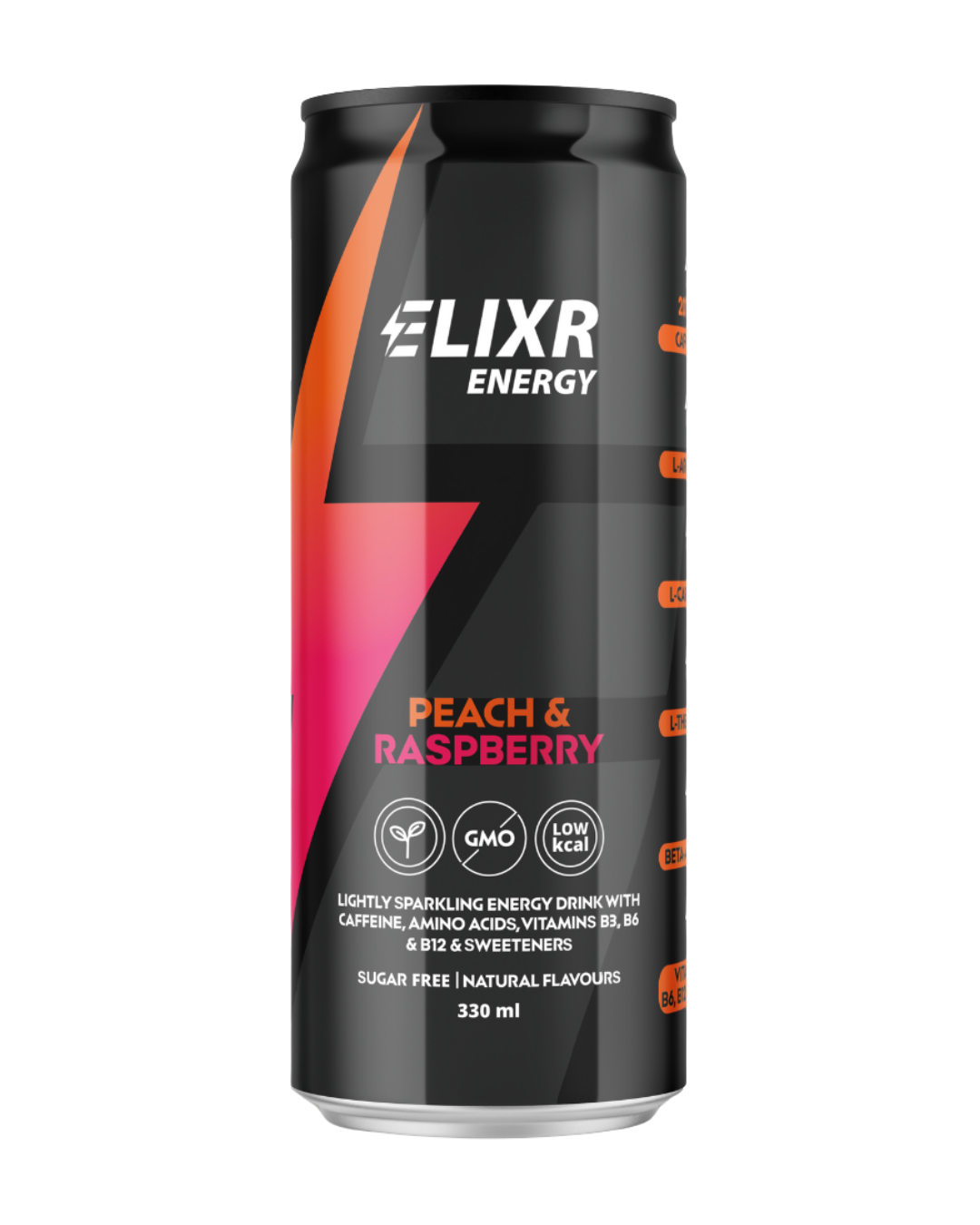ELIXR PEACH & RASPBERRY ENERGY DRINK (12 PACK)