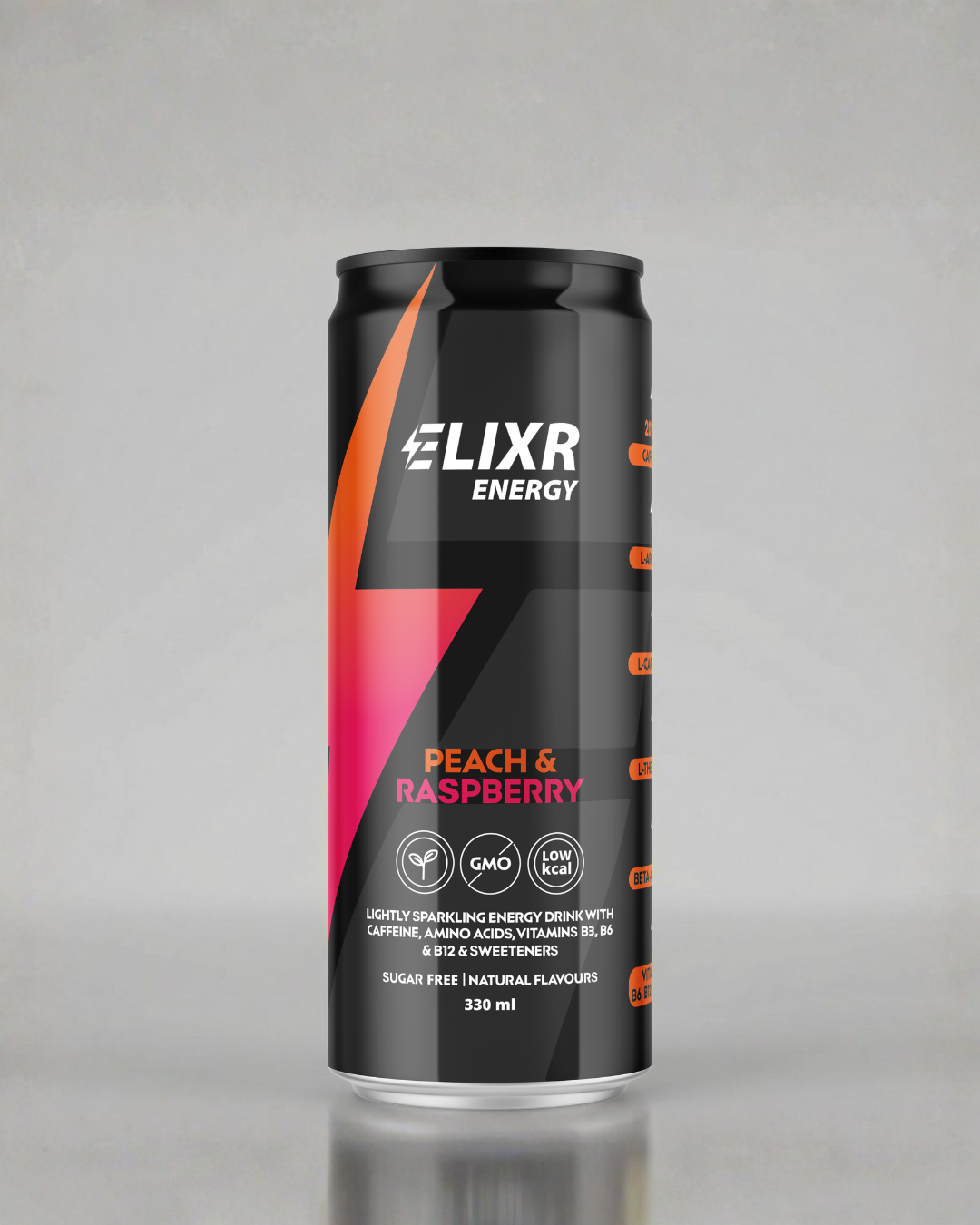 ELIXR PEACH & RASPBERRY ENERGY DRINK (12 PACK)
